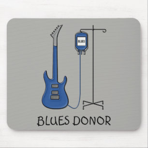Alfombrilla De Ratón Guitarra del donante de los azules
