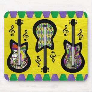Alfombrilla De Ratón Guitarras Coloridas de Mardi Gras