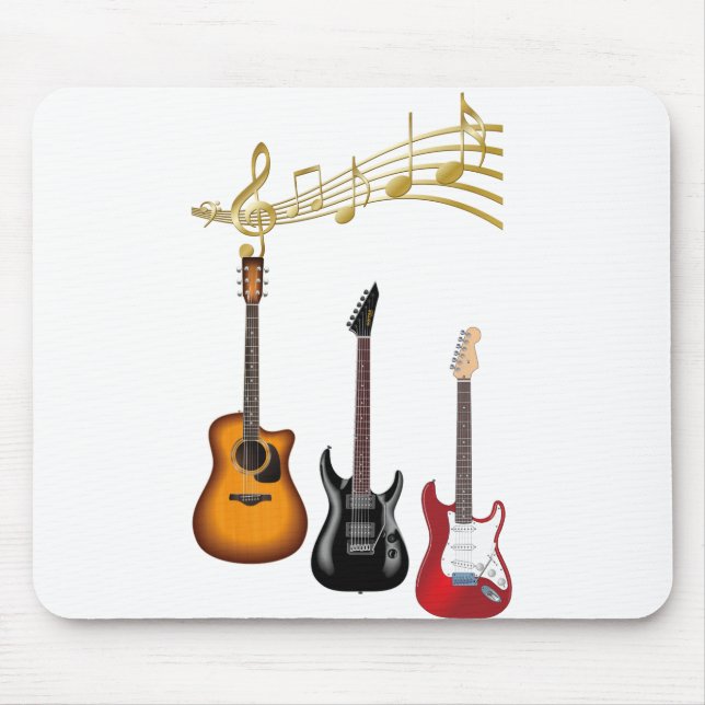 Alfombrilla De Ratón guitarras electricas con partituras musicales (Frente)