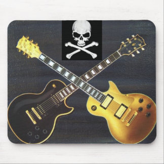 Alfombrilla De Ratón Guitarras en duelo cráneo y bandera pirata