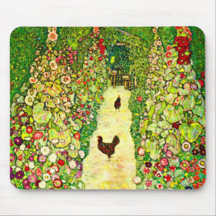 Alfombrilla De Ratón Gustav Klimt Garden con pollos