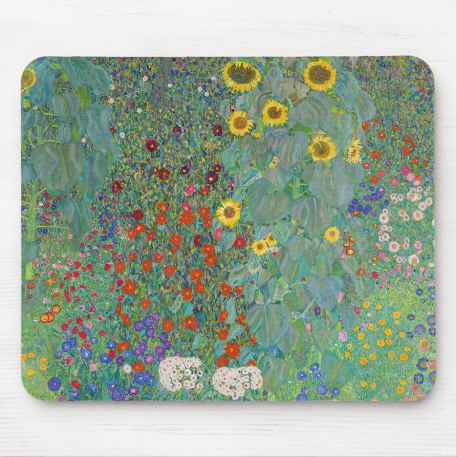 Alfombrilla De Ratón Gustav Klimt - Jardín de campo con girasoles (Frente)