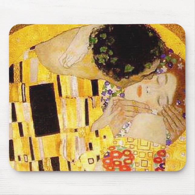 Alfombrilla De Ratón Gustav Klimt La Pintura Clásica Del Beso (Frente)