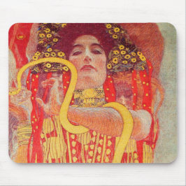 Alfombrilla De Ratón Gustav Klimt Red Woman Gold Snake Pintura