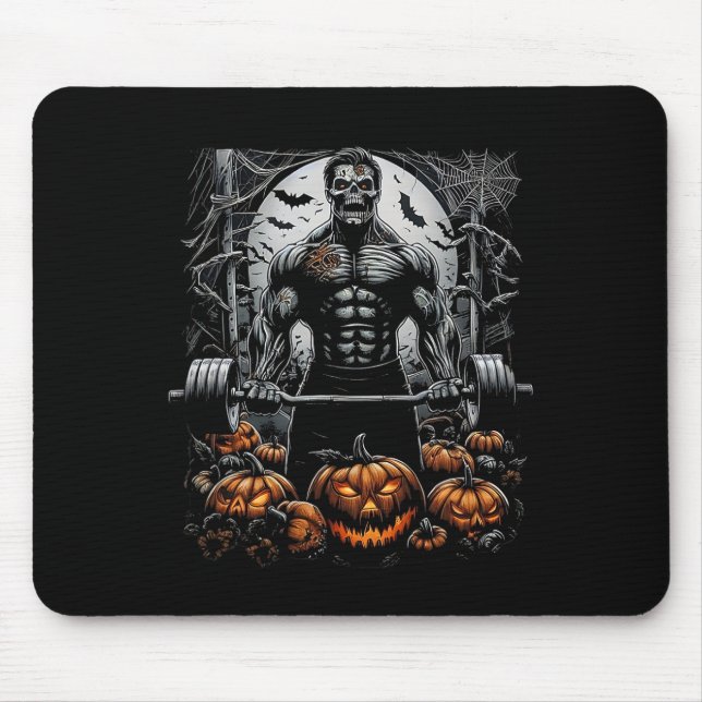 Alfombrilla De Ratón Gym Skeleton-haunted Fitness Fun-halloween entrena (Frente)
