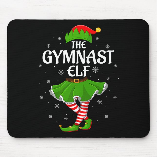Alfombrilla De Ratón Gymnast Elf Christmas Family Girls Women Elf Squad (Frente)