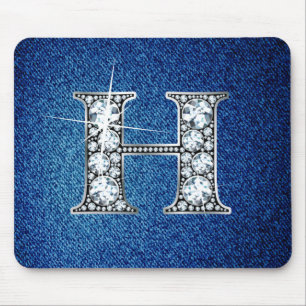 Alfombrilla De Ratón H Faux-"Diamond Bling" en Denim Mousepad
