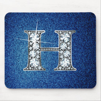 Alfombrilla De Ratón H Faux-"Diamond Bling" en Denim Mousepad