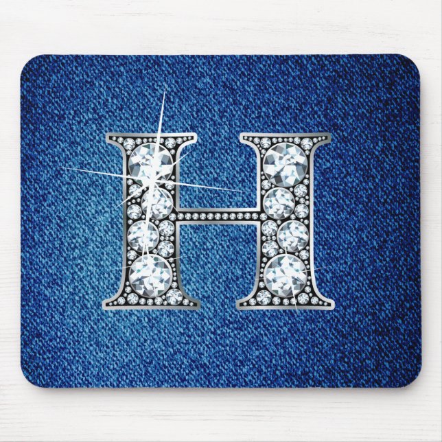 Alfombrilla De Ratón H Faux-"Diamond Bling" en Denim Mousepad (Frente)