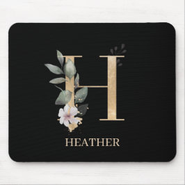 Alfombrilla De Ratón H Monograma Floral Almohadilla personalizada para 