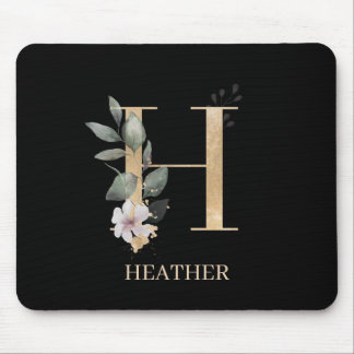 Alfombrilla De Ratón H Monograma Floral Almohadilla personalizada para