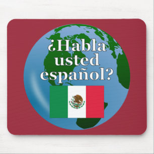 Alfombrilla De Ratón ¿Hablas español? Bandera y globo
