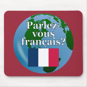 Alfombrilla De Ratón ¿Hablas francés? Bandera y globo