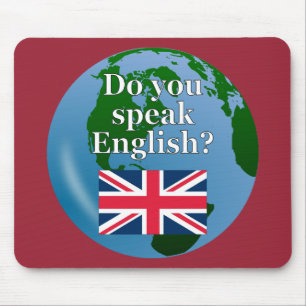 Alfombrilla De Ratón "¿Hablas inglés?" en inglés. Bandera y globo