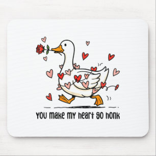 Alfombrilla De Ratón Haces que mi corazón haga Honk Ganso Divertido San