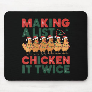 Alfombrilla De Ratón Haciendo una lista pollo dos veces Navidad Xmas Ch