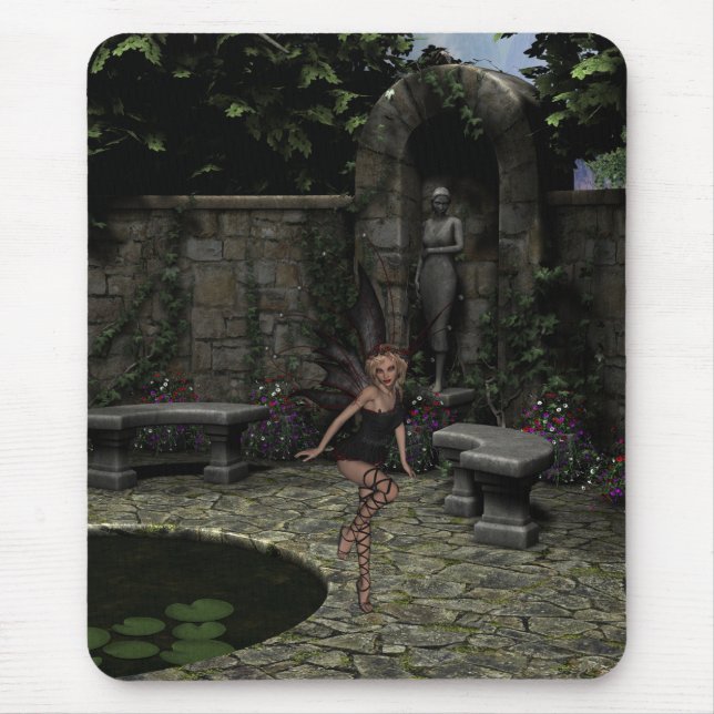 Alfombrilla De Ratón Hada gótica elegante en jardín del verano (Frente)