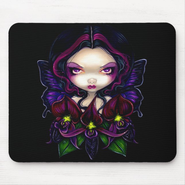 Alfombrilla De Ratón "Hada negra" Mousepad de la orquídea (Frente)