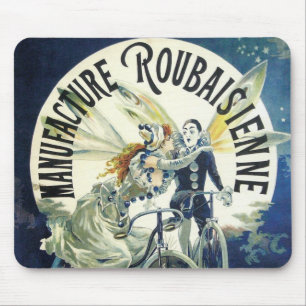 Alfombrilla De Ratón Hadas Art Nouveau antiguas, Pierrot en bicicleta L