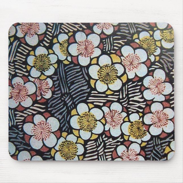 ALFOMBRILLA DE RATÓN HAIKU/ NEGRO BLANCO ROSA FLORES DE PRIMAVERA (Frente)