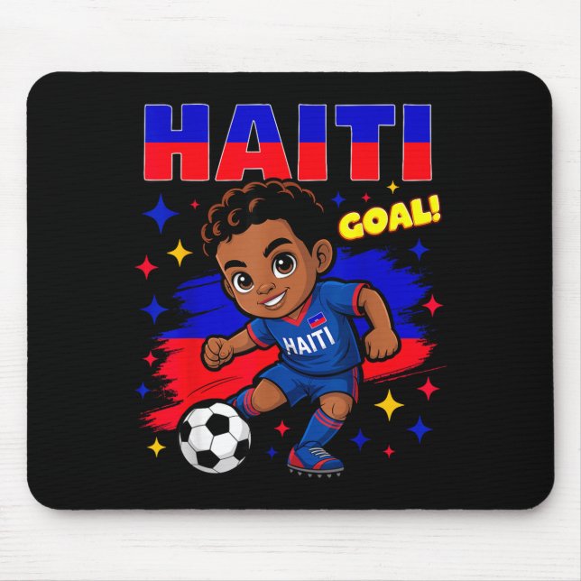 Alfombrilla De Ratón Haiti Soccer Kid Haitian Flag Soccer Player Footba (Frente)
