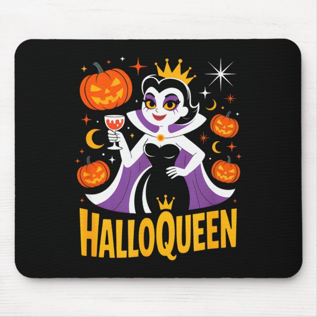 Alfombrilla De Ratón Halloqueen Retro Vamre Queen Halloween Pumpkins Ba (Frente)