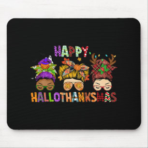 Alfombrilla De Ratón Hallothanksmas Messy Bun Halloween Acción de Graci