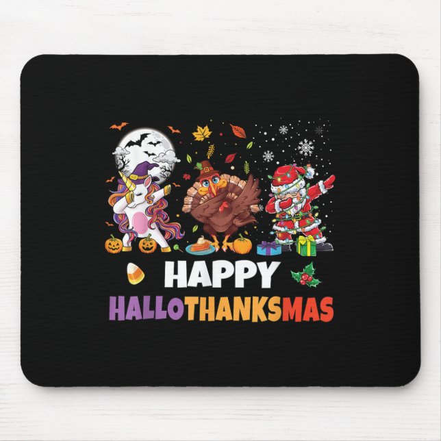 Alfombrilla De Ratón Hallothanksmas Shirt Kids Women Men Halloween Chri (Frente)