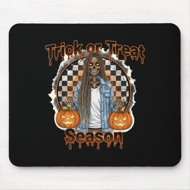 Alfombrilla De Ratón Halloween African American Skeleton Season Pumpkin (Frente)