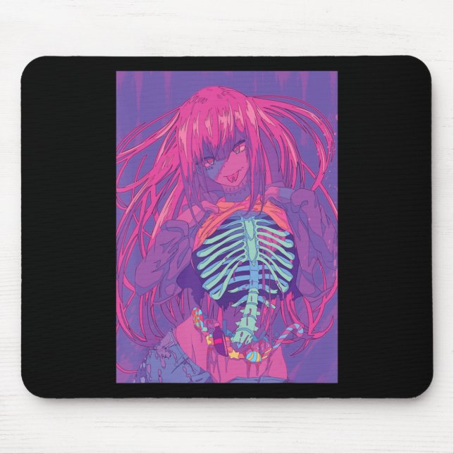 Alfombrilla De Ratón Halloween Anime Spooky Anime Chica Waifu Scary (Frente)