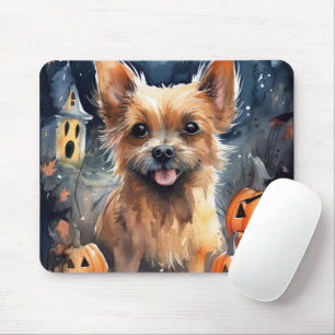 Alfombrilla De Ratón Halloween Australian Terrier con Calabazas Espeluz