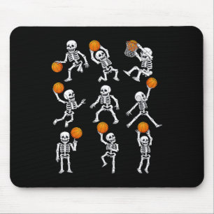 Alfombrilla De Ratón Halloween Basketball Skeletons Dunking Dribble Boy
