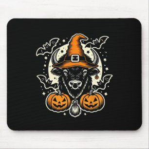 Alfombrilla De Ratón Halloween Bison Spooky Witch Gorra and Pumpkins Ar
