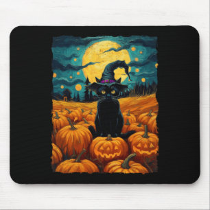 Alfombrilla De Ratón Halloween Black Cat Van Gogh Witch Kawaii Pumpkin