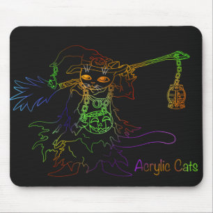 Alfombrilla De Ratón Halloween Black Cat Witch