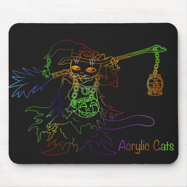 Alfombrilla De Ratón Halloween Black Cat Witch (Frente)