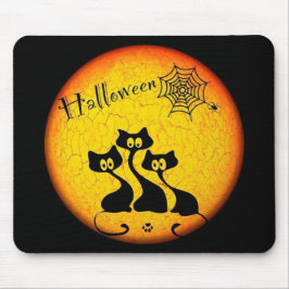 Alfombrilla De Ratón Halloween Black Cats and Spider Web
