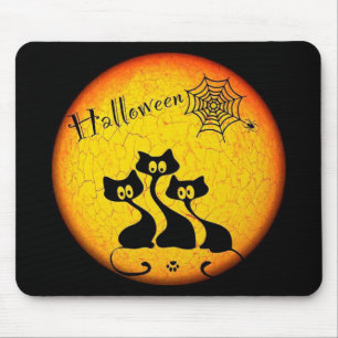 Alfombrilla De Ratón Halloween Black Cats and Spider Web