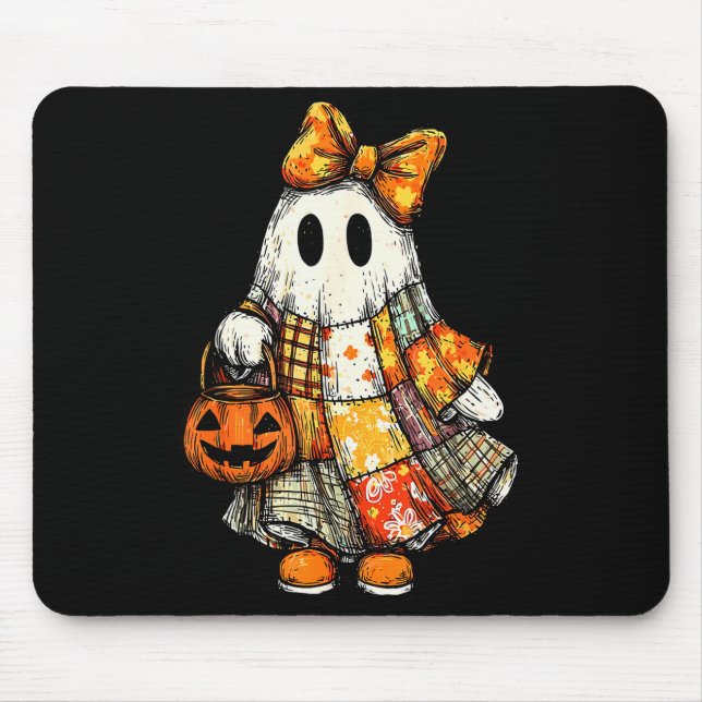 Alfombrilla De Ratón Halloween Boo Ghost Patchwork Quilter Quilting Sew (Frente)