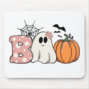Alfombrilla De Ratón Halloween Boo Ghost Pumpkin Bats Cobweb