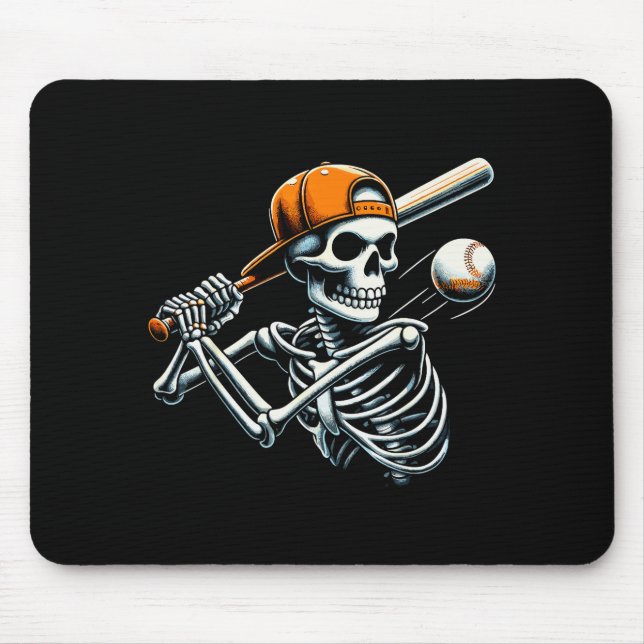 Alfombrilla De Ratón Halloween Boys Batting Skeleton Baseball  (Frente)