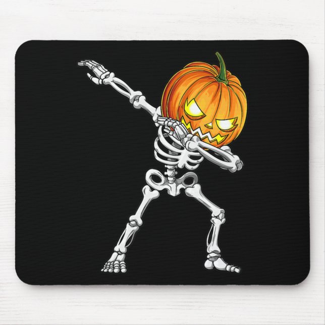 Alfombrilla De Ratón Halloween Boys Dabbing Skeleton Scary Pumpkin Jack (Frente)
