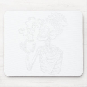 Alfombrilla De Ratón Halloween Café Bebiendo Skeleton Teacher Lazy Di