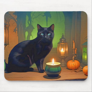 Alfombrilla De Ratón Halloween Calabazas Gato Cute Festividad Mágica