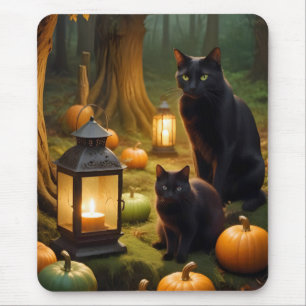 Alfombrilla De Ratón Halloween Calabazas Gato Cute Festividad Mágica