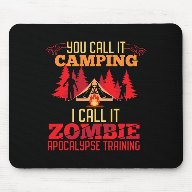 Alfombrilla De Ratón Halloween Camping Zombie Apocalypse Training Fun (Frente)
