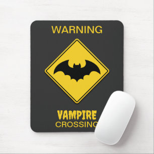 Alfombrilla De Ratón Halloween con advertencia de murciélago de vampiro