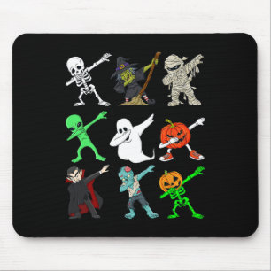 Alfombrilla De Ratón Halloween Dabbing Skeleton Brujas y monstruos niño