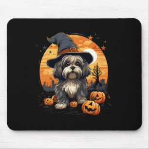 Alfombrilla De Ratón Halloween de bruja de perro apso de Lhasa