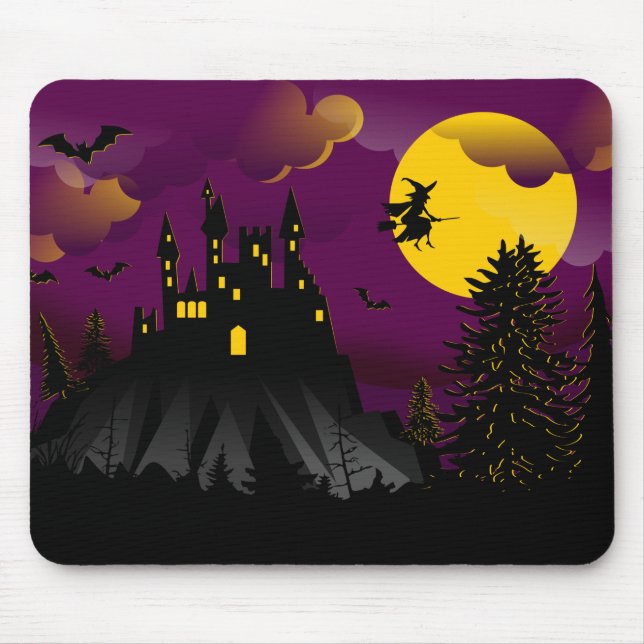 Alfombrilla De Ratón Halloween de brujas voladoras (Frente)